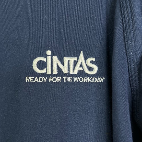 Cintas Logo 1/4 Zip Stretch Long Sleeve Pullover Work Sweatshirt Navy Men’s 2XL - Picture 4 of 7